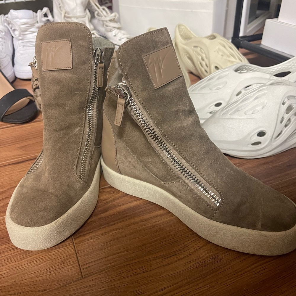 Giuseppe Zanotti High Top Velvet Fur Lined Sneakers Rare